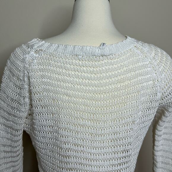 10 Crosby Derek Lam Off White Cotton Crochet Knit Sweater Size S - Picture 6 of 10